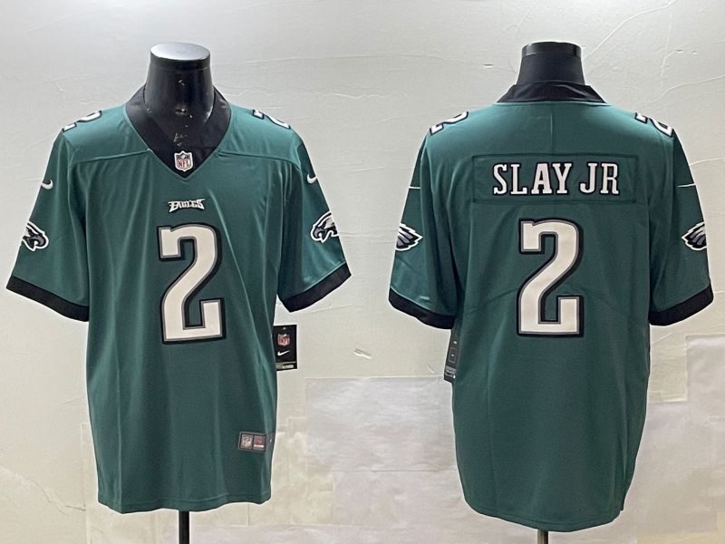 Men Philadelphia Eagles #2 Slay jr Green 2025 Nike Vapor Limited NFL Jersey style 1